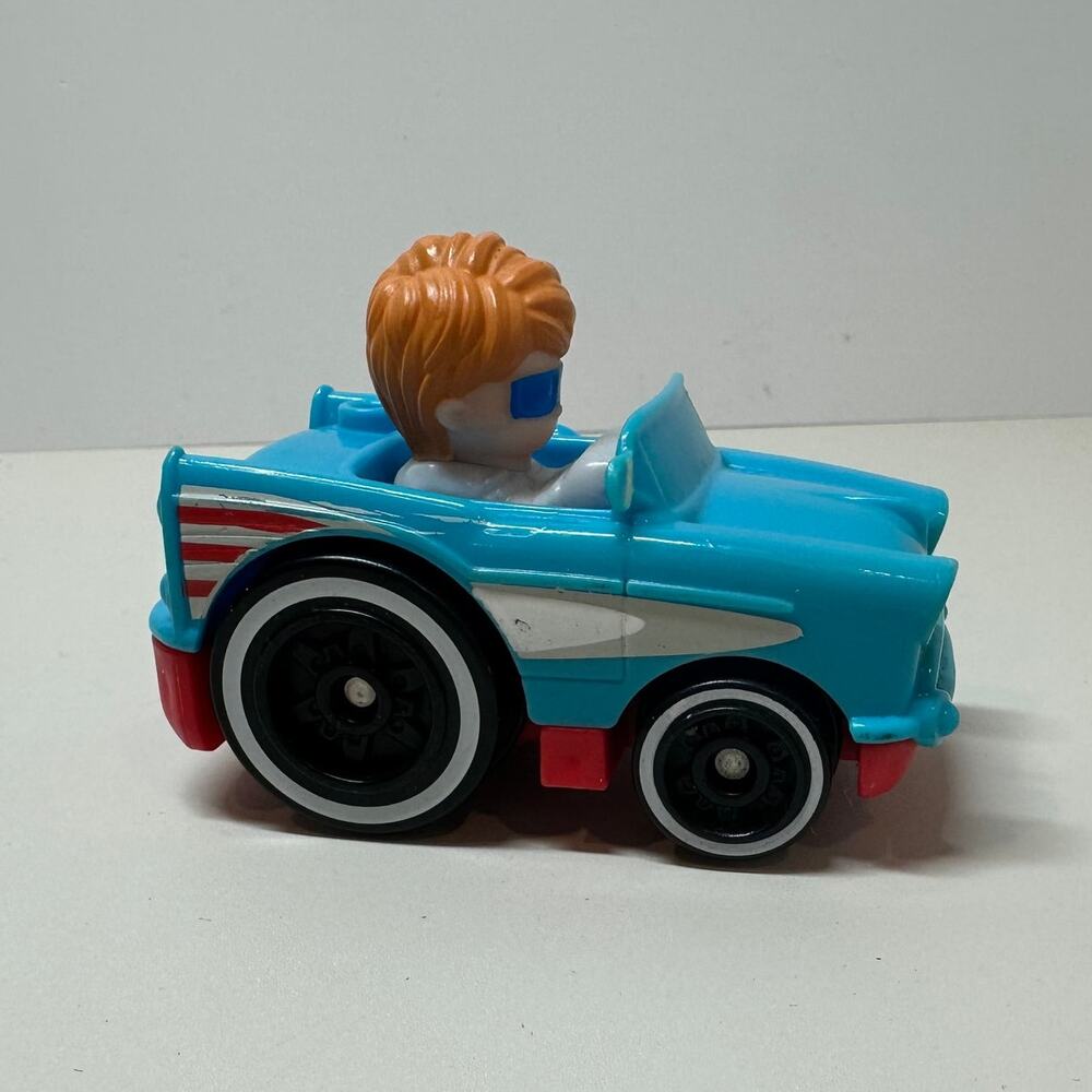 Little People Wheelies Car Retro Convertible GMJ25 Baby Blue Red Mattel 2019 - Picture 2 of 9